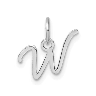 14K White Gold Uppercase Letter W Initial Charm