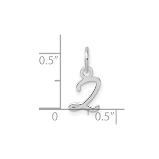 14K White Gold Uppercase Letter Z Initial Charm