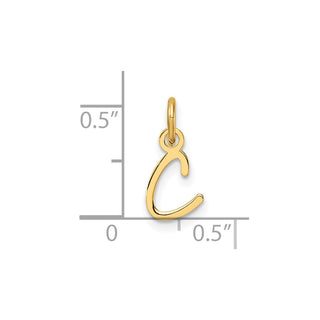 14K Yellow Gold Uppercase Letter C Initial Charm