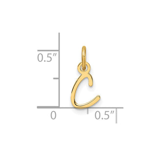 14K Yellow Gold Uppercase Letter C Initial Charm