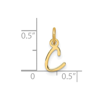 14K Yellow Gold Uppercase Letter C Initial Charm
