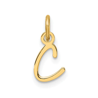 14K Yellow Gold Uppercase Letter C Initial Charm