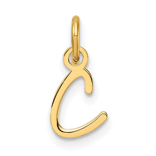 14K Yellow Gold Uppercase Letter C Initial Charm
