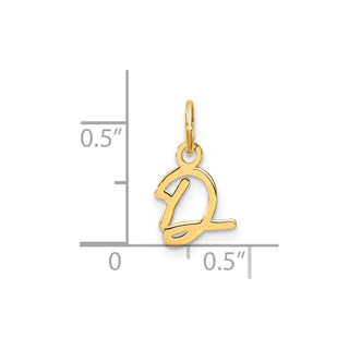 14K Yellow Gold Uppercase Letter D Initial Charm