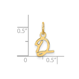 14K Yellow Gold Uppercase Letter D Initial Charm