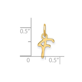 14K Yellow Gold Uppercase Letter F Initial Charm