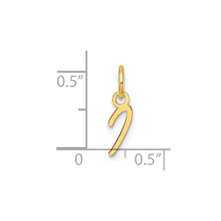 14K Yellow Gold Uppercase Letter I Initial Charm