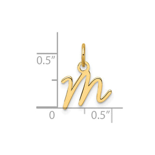 14K Yellow Gold Uppercase Letter M Initial Charm