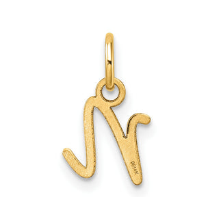 14K Yellow Gold Uppercase Letter N Initial Charm
