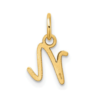 14K Yellow Gold Uppercase Letter N Initial Charm