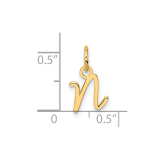 14K Yellow Gold Uppercase Letter N Initial Charm