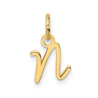 14K Yellow Gold Uppercase Letter N Initial Charm