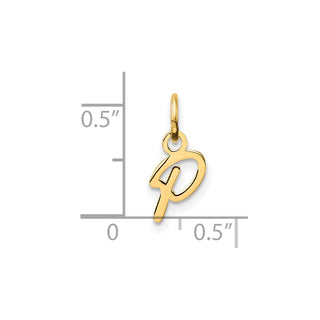 14K Yellow Gold Uppercase Letter P Initial Charm