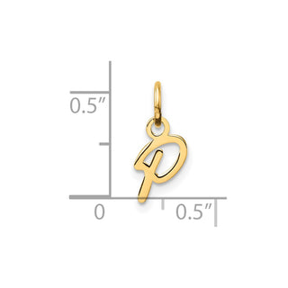 14K Yellow Gold Uppercase Letter P Initial Charm