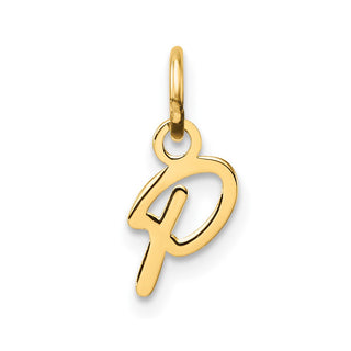 14K Yellow Gold Uppercase Letter P Initial Charm