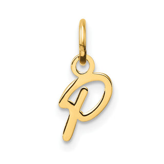 14K Yellow Gold Uppercase Letter P Initial Charm