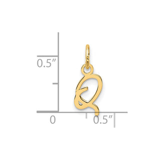 14K Yellow Gold Uppercase Letter Q Initial Charm