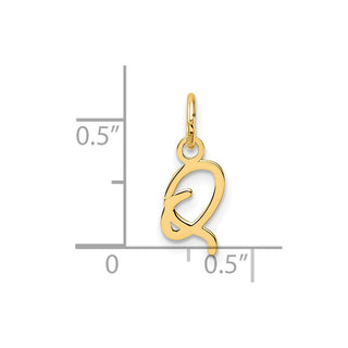 14K Yellow Gold Uppercase Letter Q Initial Charm