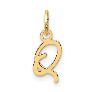 14K Yellow Gold Uppercase Letter Q Initial Charm