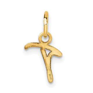 14K Yellow Gold Uppercase Letter T Initial Charm
