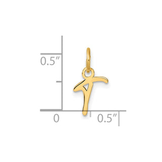14K Yellow Gold Uppercase Letter T Initial Charm
