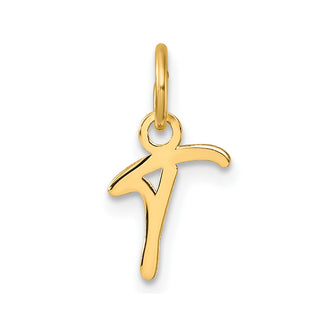 14K Yellow Gold Uppercase Letter T Initial Charm