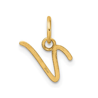 14K Yellow Gold Uppercase Letter V Initial Charm