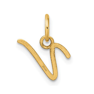 14K Yellow Gold Uppercase Letter V Initial Charm