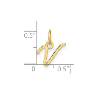 14K Yellow Gold Uppercase Letter V Initial Charm