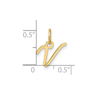 14K Yellow Gold Uppercase Letter V Initial Charm