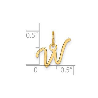 14K Yellow Gold Uppercase Letter W Initial Charm