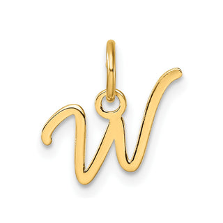 14K Yellow Gold Uppercase Letter W Initial Charm