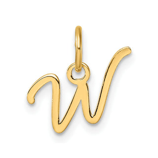 14K Yellow Gold Uppercase Letter W Initial Charm