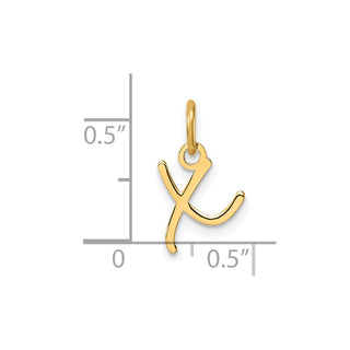 14K Yellow Gold Uppercase Letter X Initial Charm
