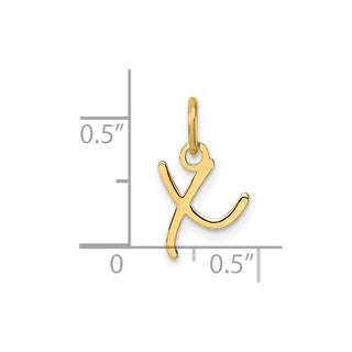 14K Yellow Gold Uppercase Letter X Initial Charm