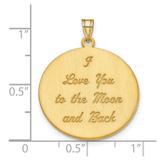 Sterling Silver Gold-plated Brushed I LOVE YOU TO THE MOON AND BACK Pendant