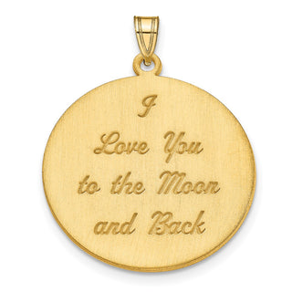 Sterling Silver Gold-plated Brushed I LOVE YOU TO THE MOON AND BACK Pendant