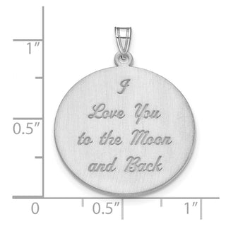 Sterling Silver Rhodium-plated Brushed I LOVE YOU TO THE MOON AND BACK Pendant