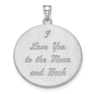 Sterling Silver Rhodium-plated Brushed I LOVE YOU TO THE MOON AND BACK Pendant