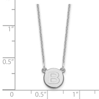 14k White Gold Tiny Circle Block Letter B Initial Necklace