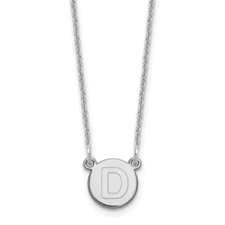 14k White Gold Tiny Circle Block Letter D Initial Necklace