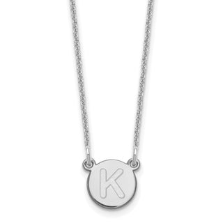 14k White Gold Tiny Circle Block Letter K Initial Necklace