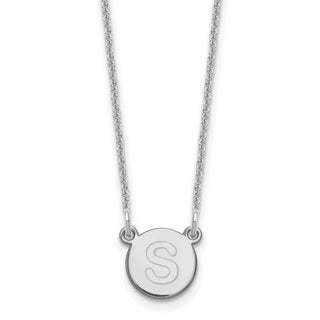 14k White Gold Tiny Circle Block Letter S Initial Necklace