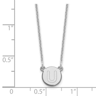 14k White Gold Tiny Circle Block Letter U Initial Necklace