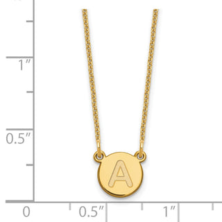 14k Yellow Gold Tiny Circle Block Letter A Initial Necklace
