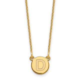 14k Yellow Gold Tiny Circle Block Letter D Initial Necklace