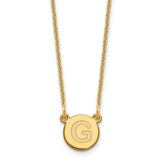 14k Yellow Gold Tiny Circle Block Letter G Initial Necklace