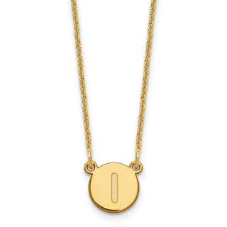 14k Yellow Gold Tiny Circle Block Letter I Initial Necklace