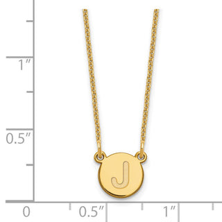 14k Yellow Gold Tiny Circle Block Letter J Initial Necklace