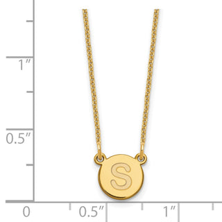 14k Yellow Gold Tiny Circle Block Letter S Initial Necklace